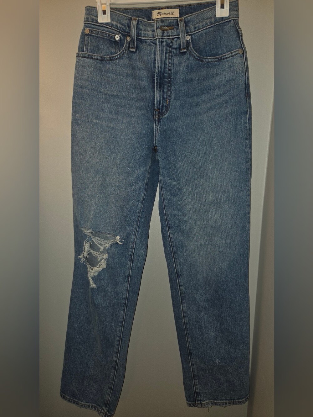 Madewell Perfect Vintage Straight Jean Distressed Blue Jeans Size 25